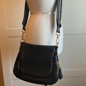 Tom Ford Jennifer crossbody black pebbled leather